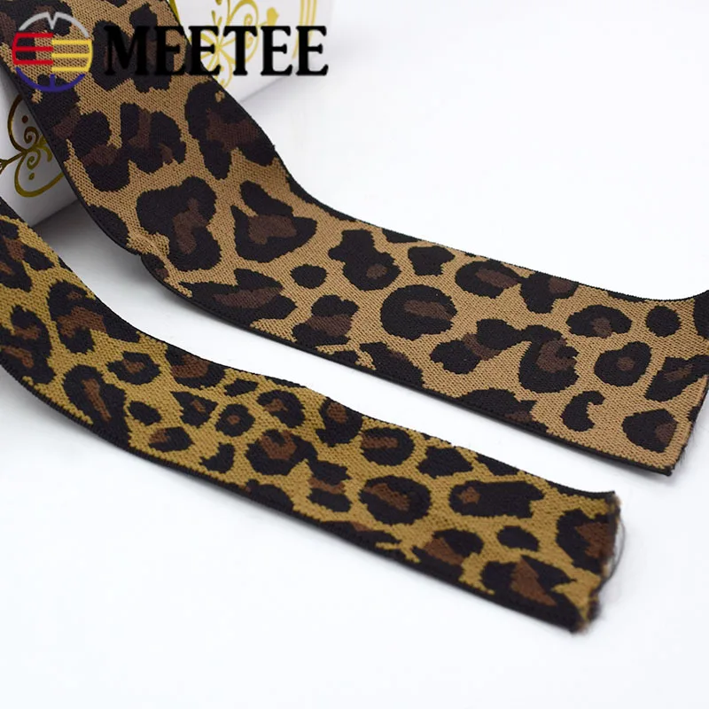 15Yards Fashion Leopard Printed Elastic Band Pants Waist Elastic Ribbon Webbings Bags Trousers Rubber Band DIY Sewing KY895