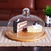 Nordic Style Retro Wooden Cake Plate Glass Cover Dessert Table Display Stand Tray Home Kitchen Decoration Festive Party ► Photo 1/5