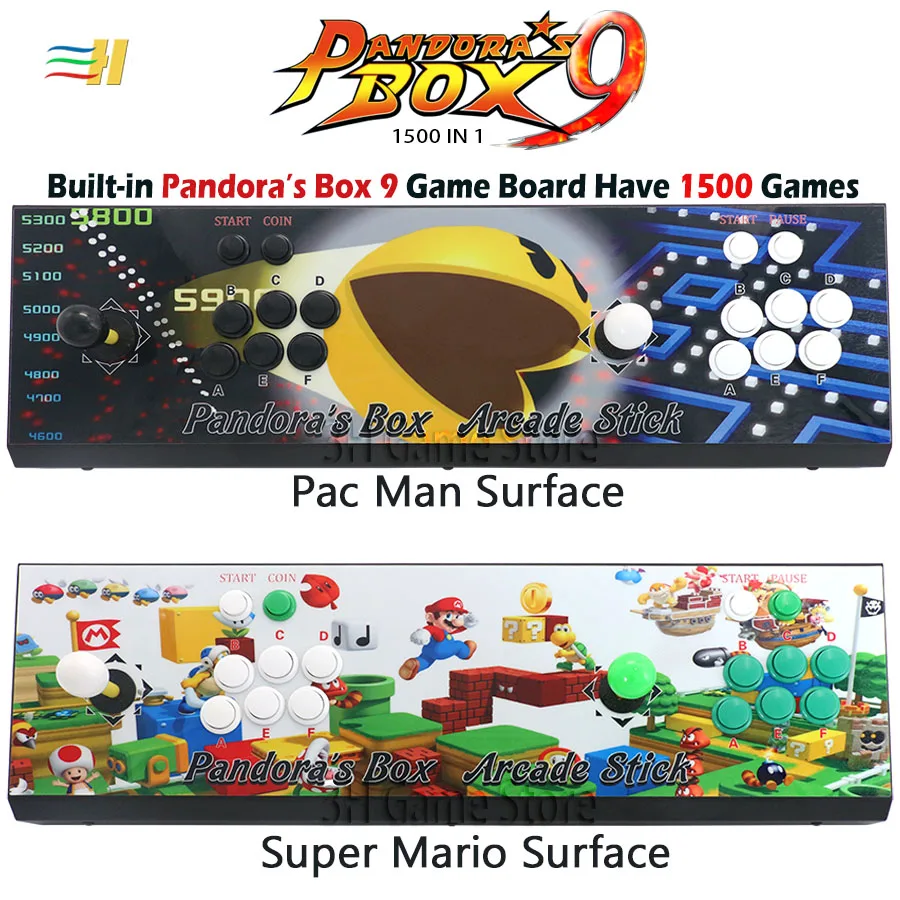 New Pandora Box 9 1500 in 1 Arcade Game iron console 2 Players stick controller console HDMI VGA USB output PS3 TV PC 5s 6s 7 8s