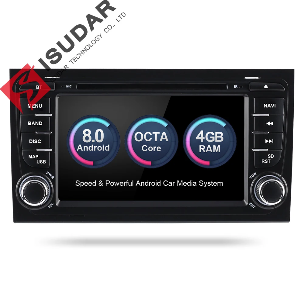 

Isudar Car Multimedia Player Car Radio 2 Din GPS Android 8.0.0 Stereo System For Audi/A4/S4 2002-2008 4GB RAM DSP DVR OBD2 FM