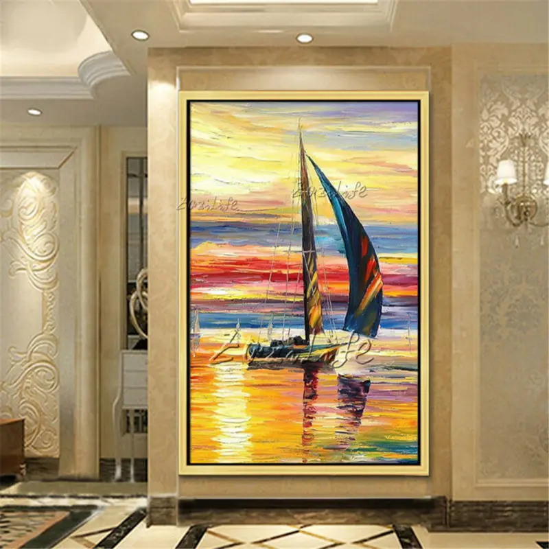 

Canvas oil painting boat sailing yacht ship quadros paintings for living room wall decor wall art pictures cuadros decoracion