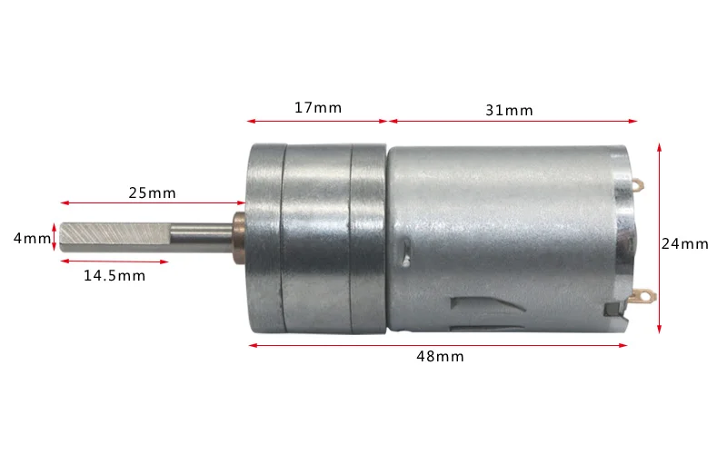 Gear Motor, Metal Gearbox, Baixa Velocidade, 25mm