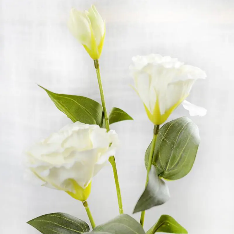 3 головки Европейская искусственная Цветочная подделка Eustoma Gradiflorus Lisianthus Рождество Свадьба Праздник декор дома - Цвет: white 2