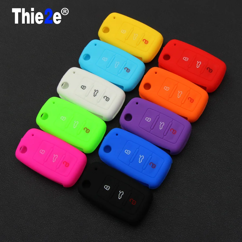 

NEW Hot silicone car key cover for VW Volkswagen Passat Polo Golf Touran Bora SEAT Ibiza Leon SKODA Octavia Fabia 3 Buttons