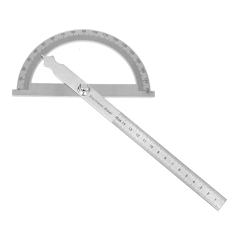 

Stainless Protractor Round Head Angle Finder Craftsman Ruler 0-180 Degree 15cm High Precision Machinist Measuring Tool