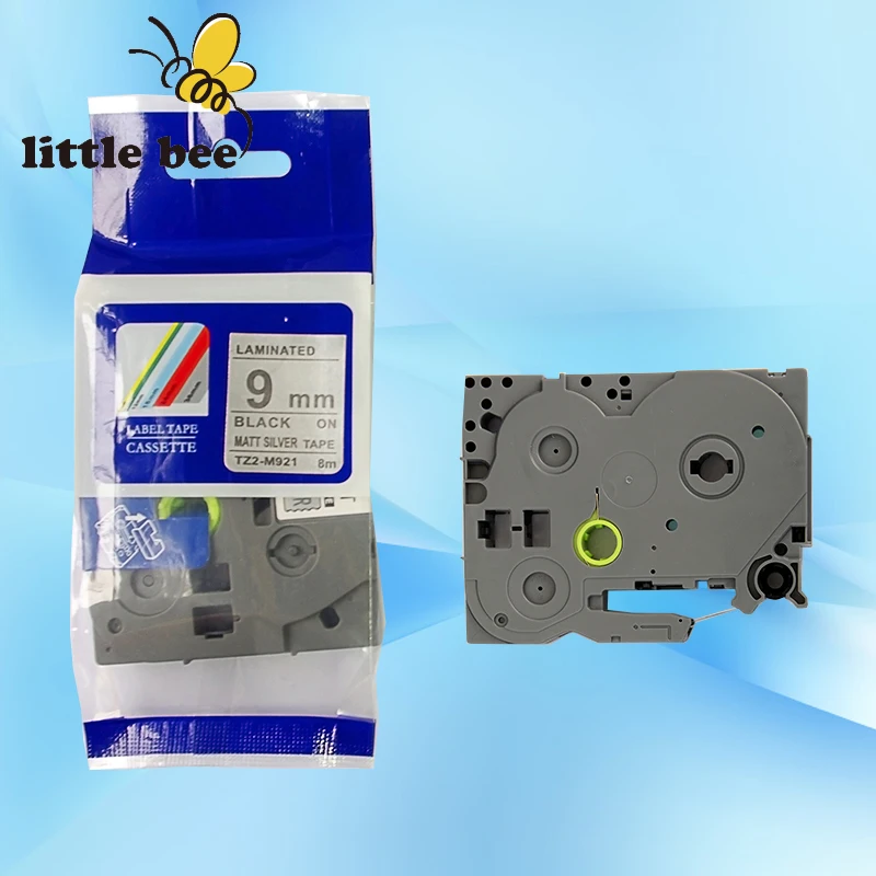 1Piece 9mm black on matte silver compatible brother tze tape for p