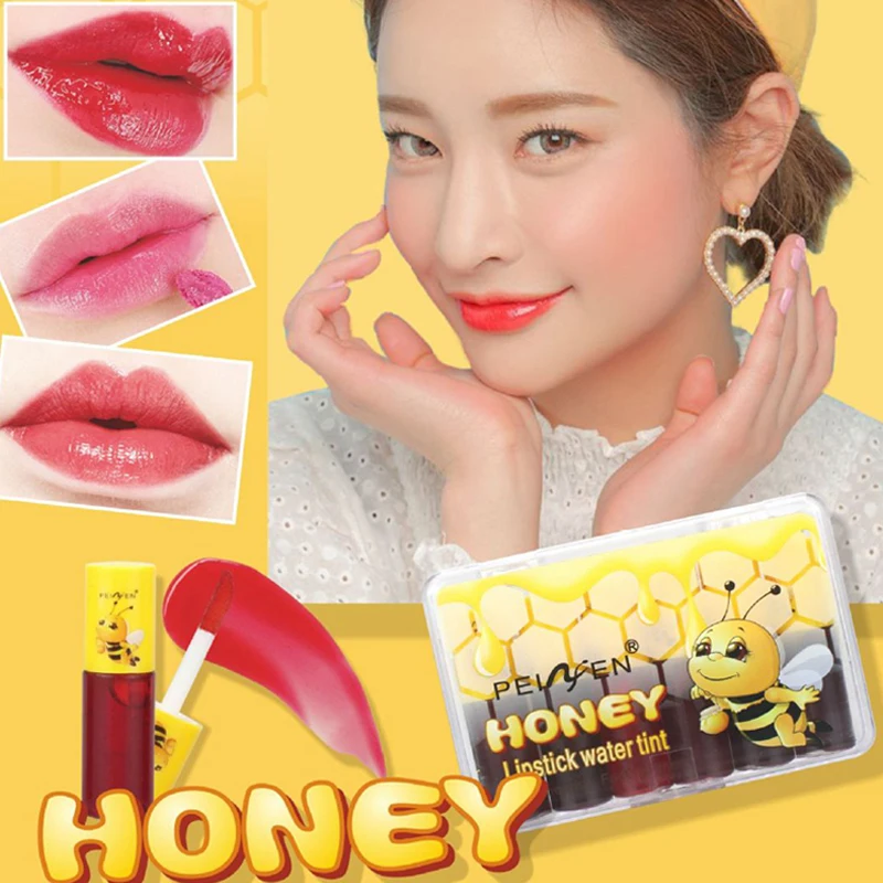 

New Lipstick 6PCS Lipstick Lip Gloss Bee Lipstick Water Lip Glaze Color Easy Paint Long Lasting Moisturizing Cosmetics P7072