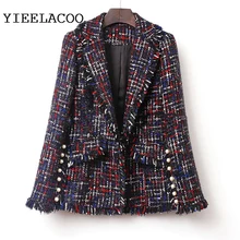 Твидовый в клетку пальто куртка Осень/Зима Женское пальто блестящая ткань аромат Леди куртка