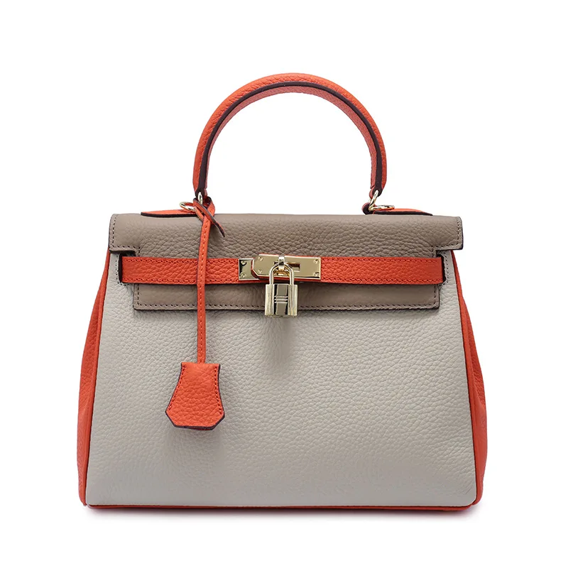 New handbags handbags women famous brands Embossed coloured locks Genuine Litchi prints Genuine Leather women messenger bags