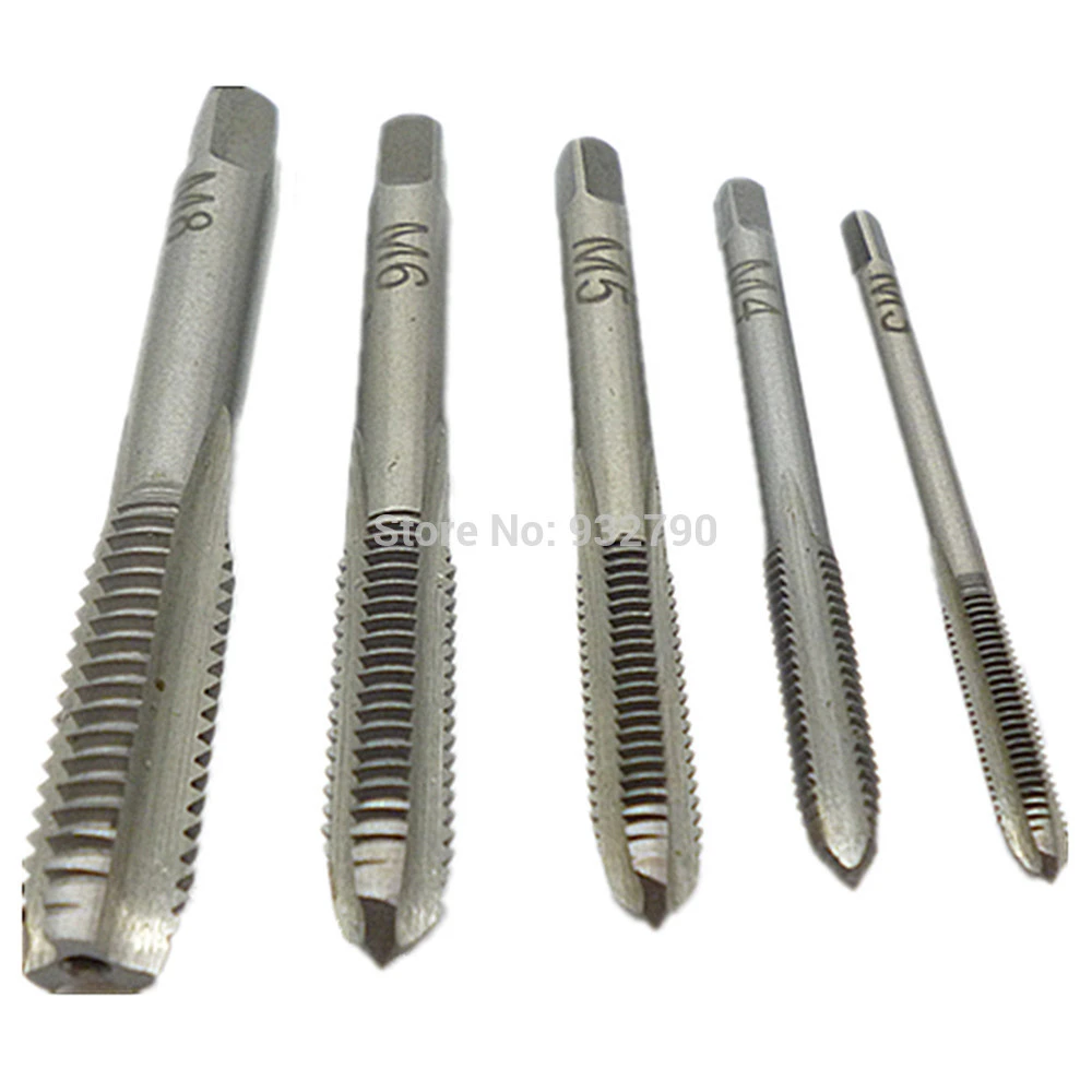 5 pcs Hand Tap Thread Metric Plugs Taps Set M3 M4 M5 M6 M8 Straight Flute 3-8mm Hand Thread Metric Plug Silver 