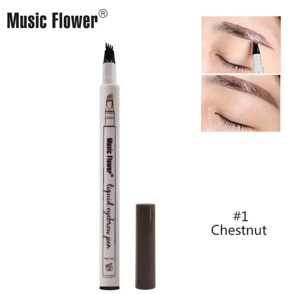 

Music Flower Double-end Eyebrow Pencils Natural Waterproof Eyebrow Tattoo Pen 4 Heads Brow Pencil Makeup 2018 Products TSLM2