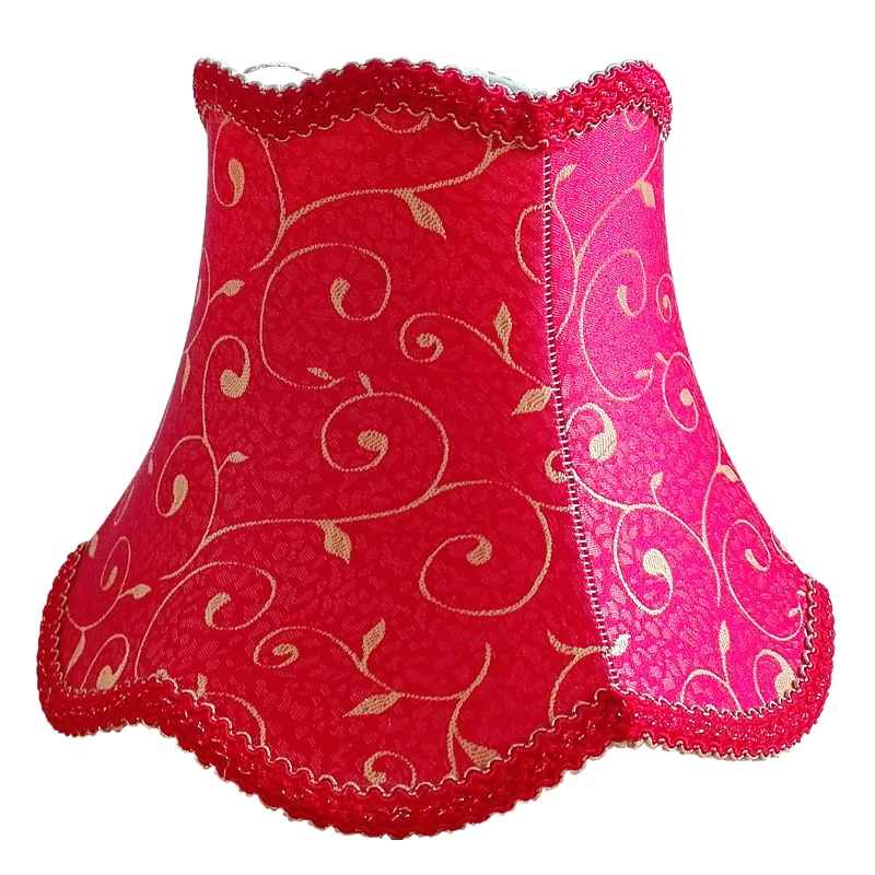 

RED E27 Desk Lamp Lampshade Red Lace Abstract Flower Pattern Textile Fabrics Fashionable Decorative E27 table lamp shade