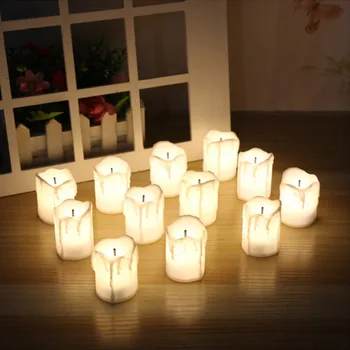 

Tear Dropped LED Candles Flameless Electronic Lamp Cylindrical Flickering Tear Dropped LED Tea Light Wedding Party Decoration