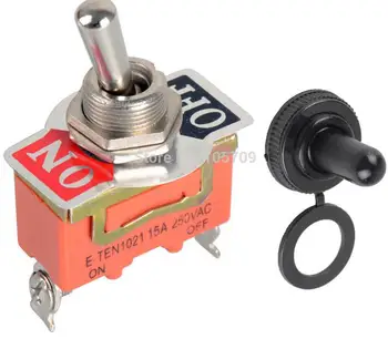 

10pcs 15A 250V SPST 2 Terminal ON OFF Toggle Switch with waterproof cap