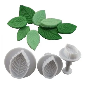 

3Pcs/set Leaves Shape Cookie Cutter Cake Mould Fondant Cake Decorating Tools Sugarcraft Cutter Plunger cookie DIY Cake Tools