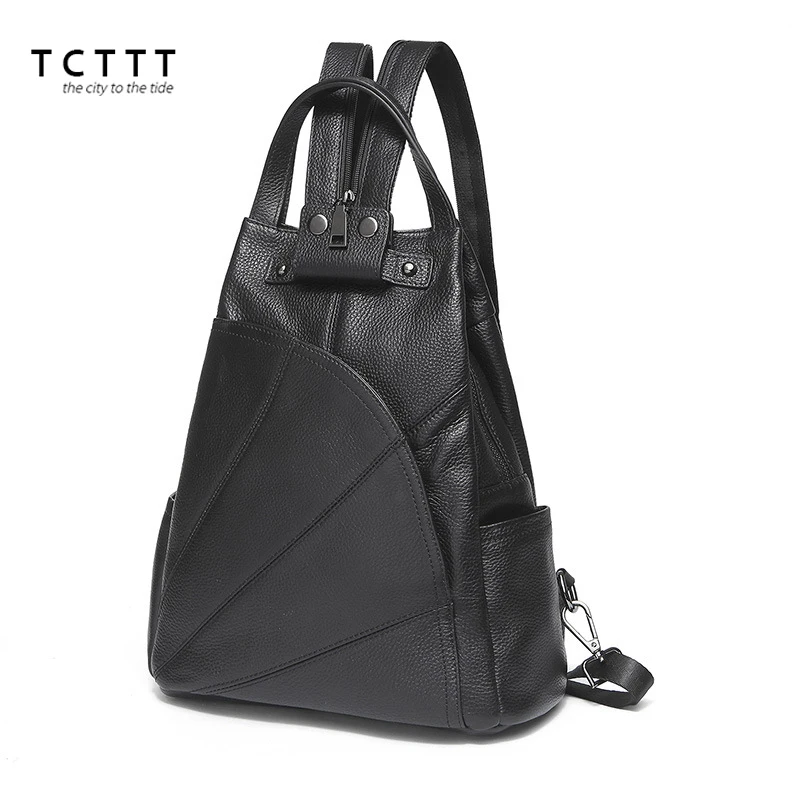 

TCTTT 100% Genuine leather Backpack Fashion Large Capacity women's Shoulder bags Luxury designer Girls knapsack style schoolbag