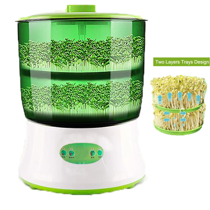 Automatic Bean Sprout Machine Three Layers US Plug Multifunctional Homemade Sprout Bud Machine Intelligent Microcomputer Control