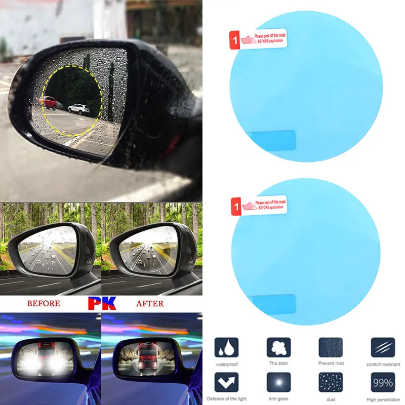 

VEHEMO 2PCS Car Rearview Mirror Protective Film Anti Fog Window Clear Rainproof Rear View Mirror Protective Film Car Accessories