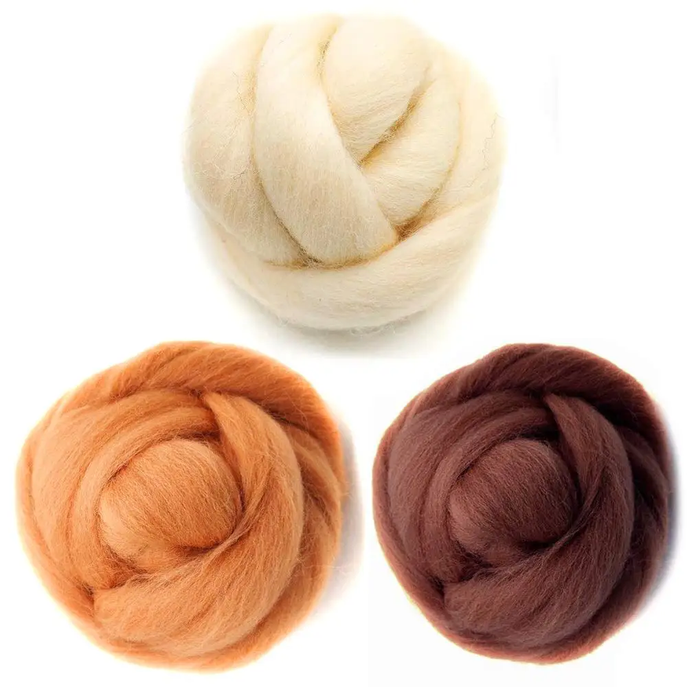 

Feltsky 300g Felting Wool Set 3 Colors (70s 19um Grade) Needle Felting Diy Wool for Needle Felting Kits in Plastic Bag