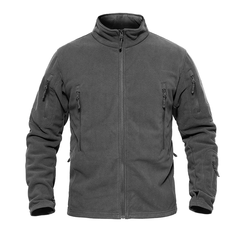 TACVASEN мужская зимняя флисовая куртка, теплая Военная тактическая куртка, Мужская теплая куртка, осенняя армейская одежда размера плюс - Цвет: Gray
