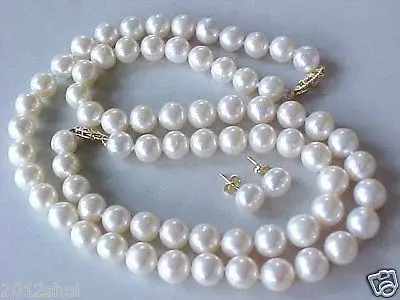 

Jewelry 00708 genuine 10-11mm white pearl necklace bracelet earring AAA Sets