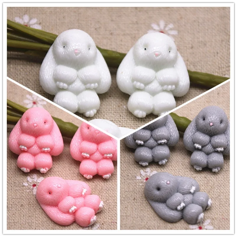 

10pcs Resin kawaii rabbit hare flat back Cabochon Art Decoration Charm Craft DIY accessories 26x32mm