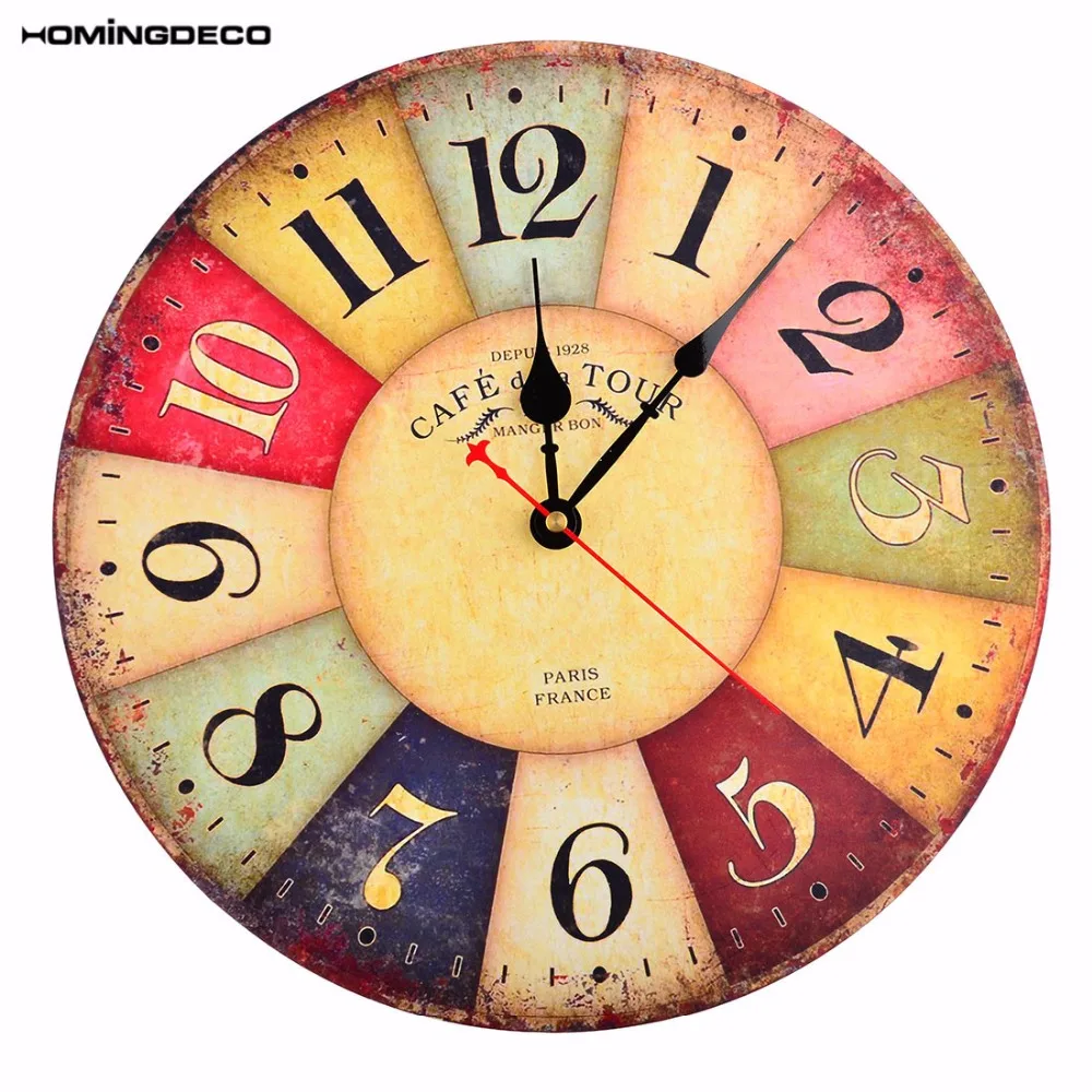 Homingdeco Vintage Wall Clock Vintage European Style Bedroom Livingroom Club Cafe Bar Wall