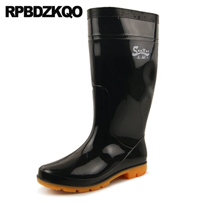 

Plus Size Chunky Black Shoes Tall Platform Mens Rubber Rain Boots Cheap Pvc Casual Waterproof Mid Calf Rainboots 2021 Non Slip