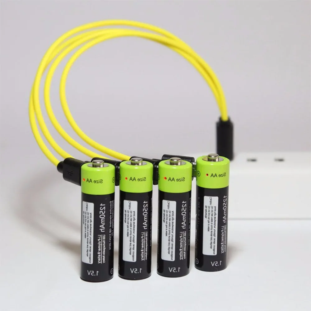 

ZNTER 2/4pcs 1.5V 1250mAh USB AA Rechargeable Battery Quick Charging Rechargeable Polymer Battery Charged by Micro USB Cable