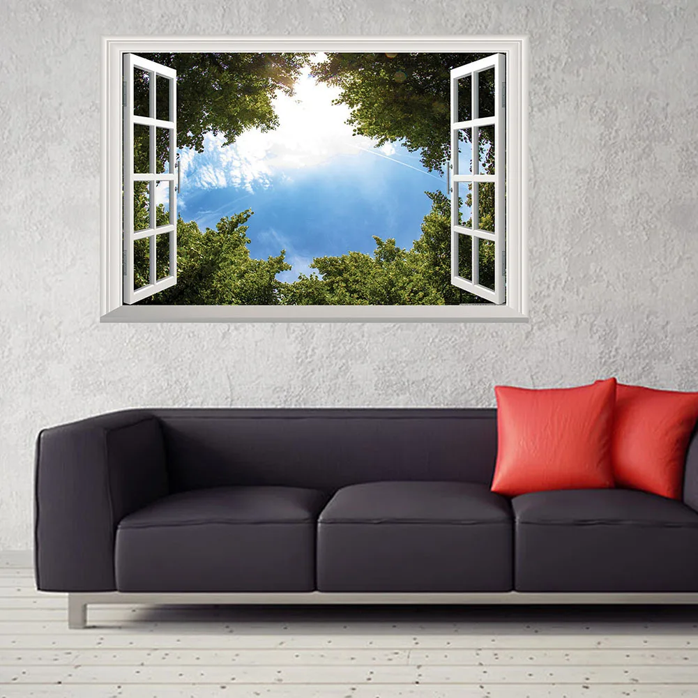 3D Window Landscape Wall Sticker Decals Wall Art Decor Removable Room