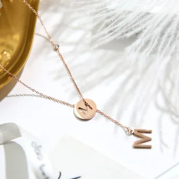 

YUN RUO 2018 New Arrival Rose Gold Color Fashion Adjusted Letters Pendant Necklace Titanium Steel Woman Jewelry Gift Not Fade