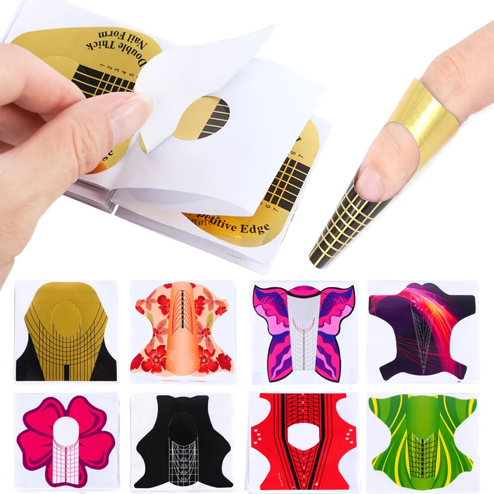

10pc Nail Form Professional French Acrylic UV Gel for Nail Sticker Extension Building Molds Nail Polish Guide Stencil Tips LA941