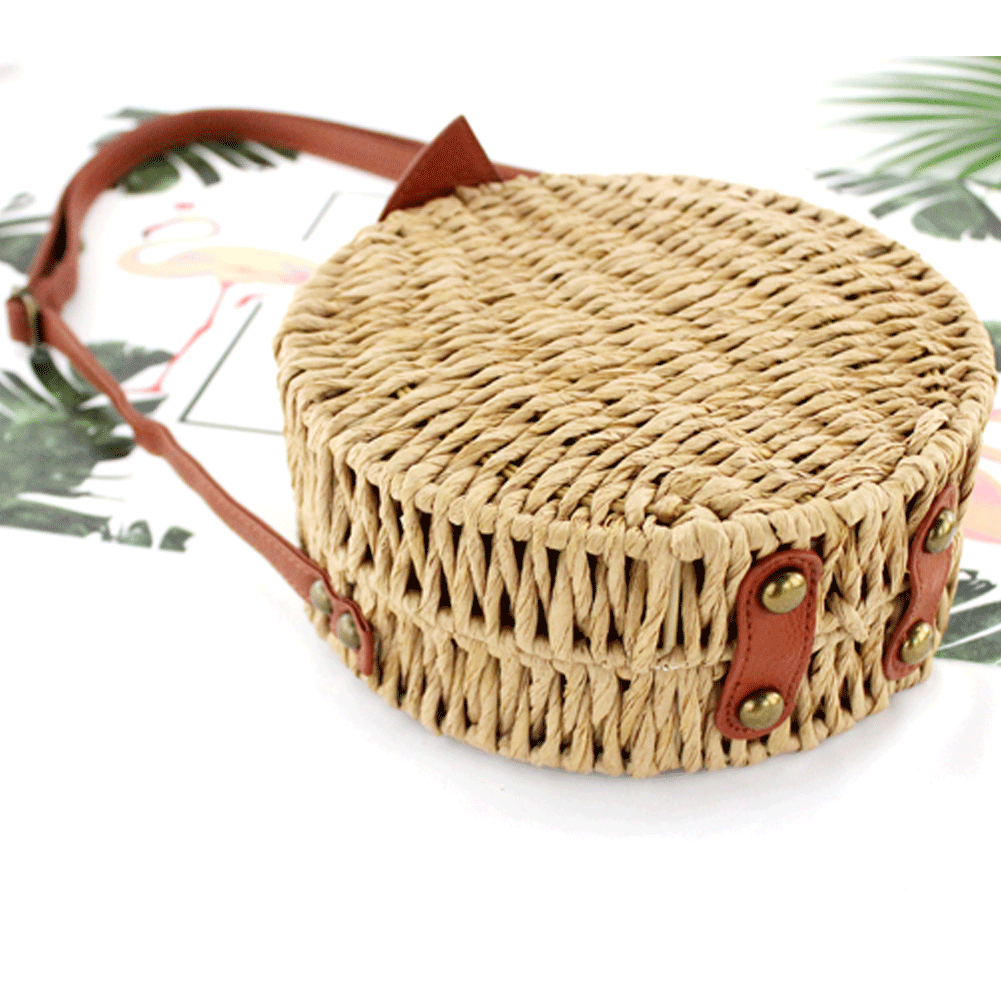 Женская сумка круглая ротанговая соломенная богемная пляжная Хобо Сумка через плечо