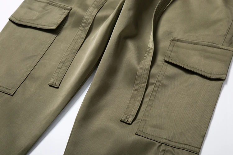 gym joggers for men Black Nylon Snap Cargo Pants Mens Urban Streetwear Punk Hip Hop SweatPants Men Straps Buttons Velcro Strap Closure Trousers mens running pants