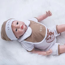 Kids Best Playmate 22 Inch Reborn Baby Boy Realistic Silicone Newborn Doll Lifelike Cloth Body Babies With Blue Eyes For Sale
