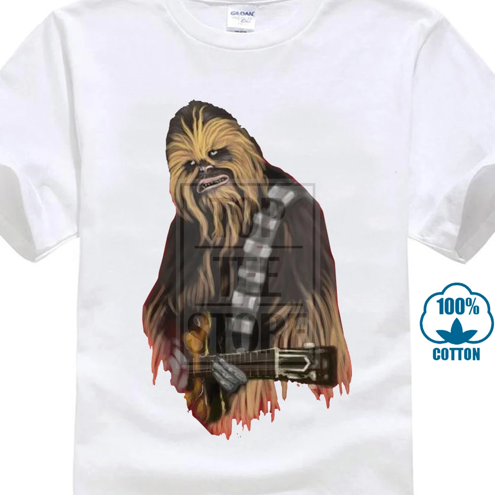 

New Arrivals2017 Hipster Chewbacca Rocks Guitar Music Wars Galaxy Space Monster 3D Print Men's High Quality Tee Shirt