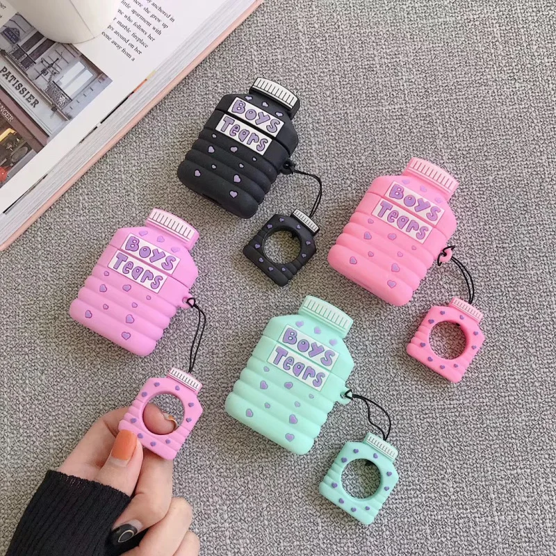 

Luxury Drink For Apple AirPods Charging box Case Earphone Cases For Airpods Silica gel Protect Cover with Finger Ring Strap