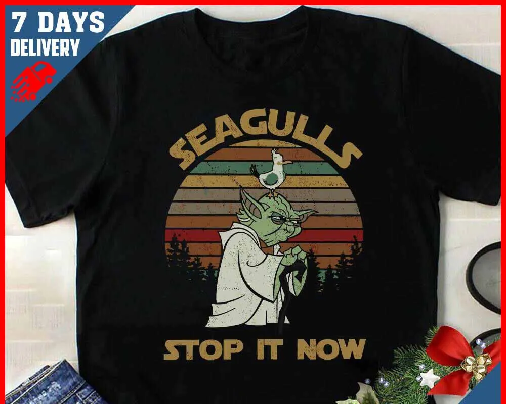 Yoda Seagulls футболка Stop It Now Винтажная футболка Черная 2019 Летний стиль высокое качество Топы Футболка для человека с круглым вырезом Футболка