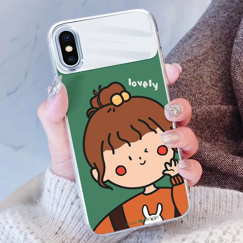 

Luxury Mirror Phone Case For iPhone 7 8 Plus Cute Cartoon Case Silicone Soft Back Cover For iPhone X XS MAX XR Bumper Funda Capa