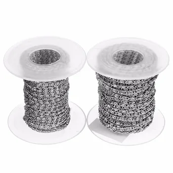 

10yards/roll Width 2mm 3mm Metal Stainless Steel Necklace Chains Bulk Fit Bracelets Findings Open Link Chain For Jewelry Making