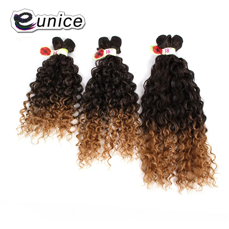 Ombre Jerry Curly Synthetic Hair Weave Bundles Colored Sew in hair Extensions  (41)