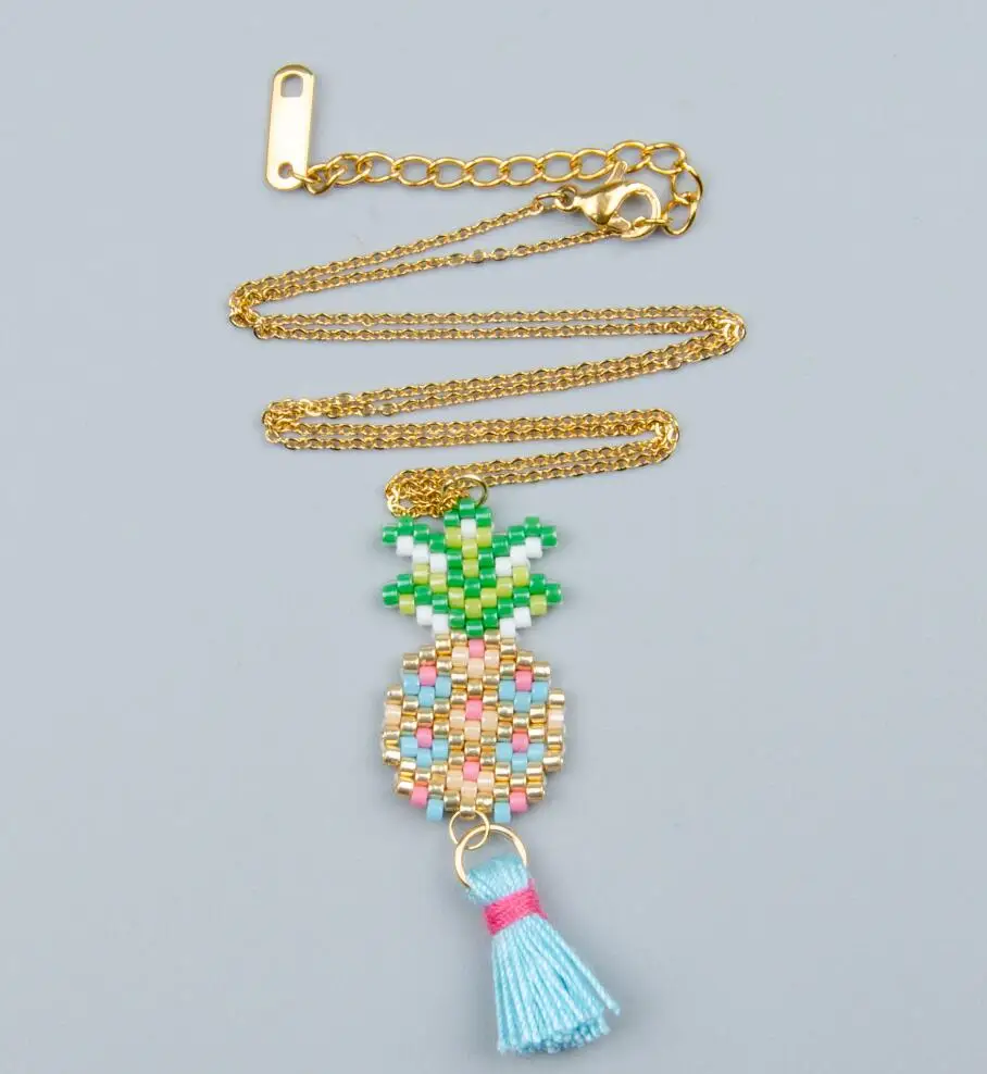 SHINUSBOHO, трендовые амулеты "Ананас", колье, MIYUKI, звеньевые цепочки, золотые массивные ожерелья для женщин, ювелирное изделие, подарок - Окраска металла: MI-N180251