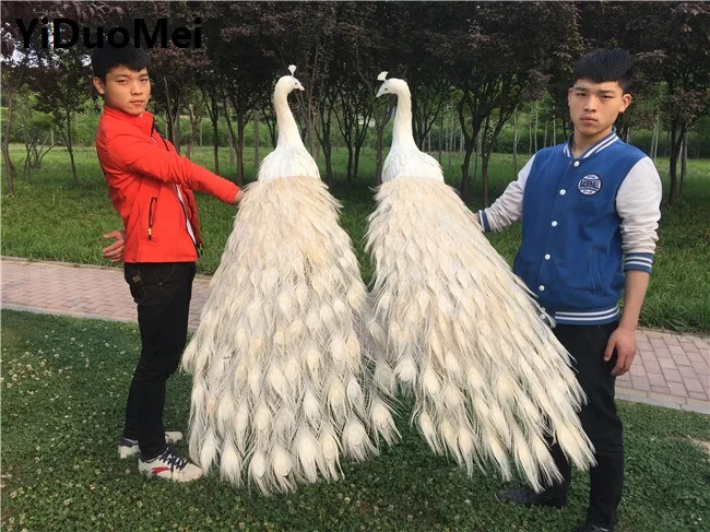 Белые перья Павлин большой 150 см влюбленные павлины птица один лот/2 шт. модель ручной работы, реквизит, украшение для дома и сада подарок p280