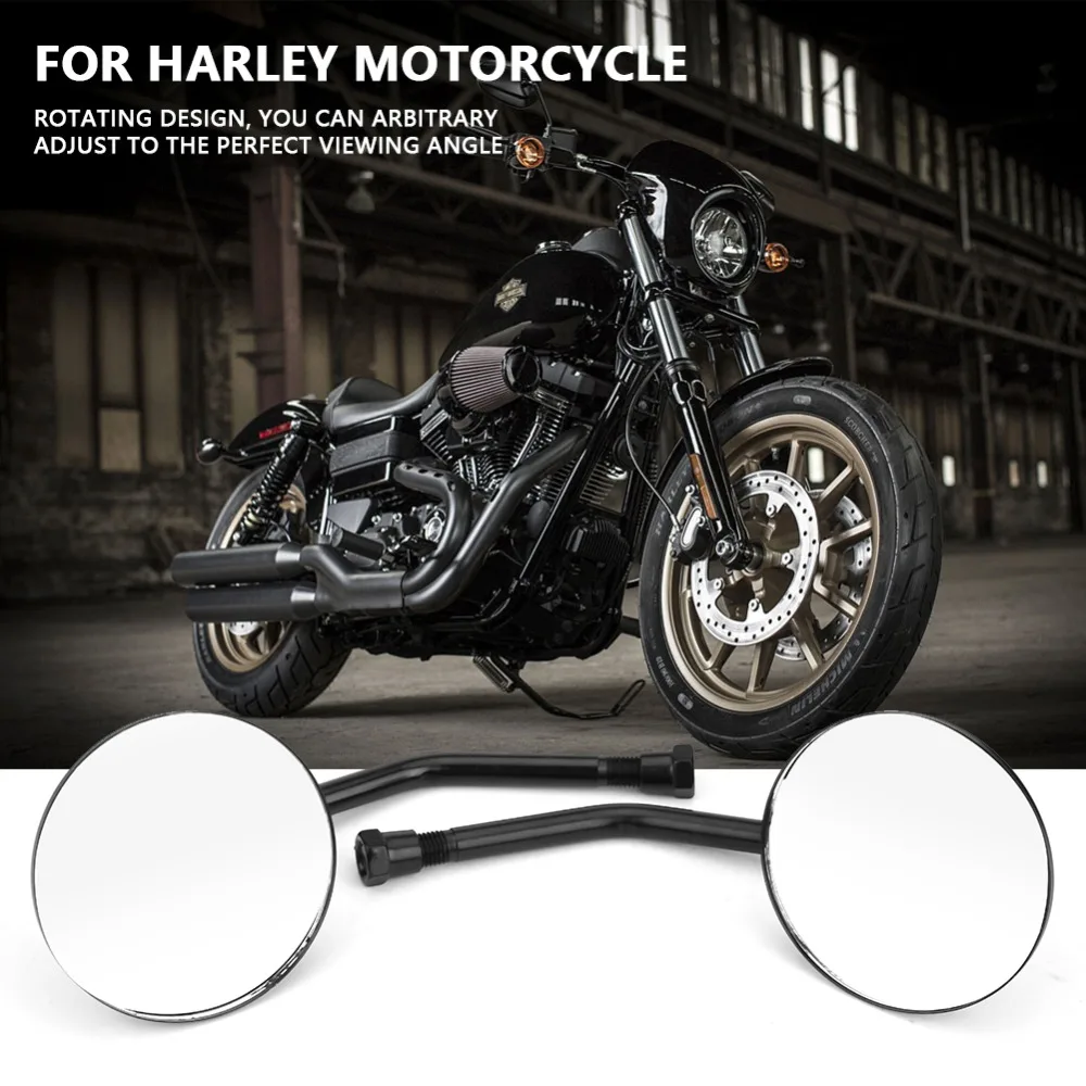 On Sales 2Pcs M10 Motorcycle Black Round Rearview Mirror Side Mirror