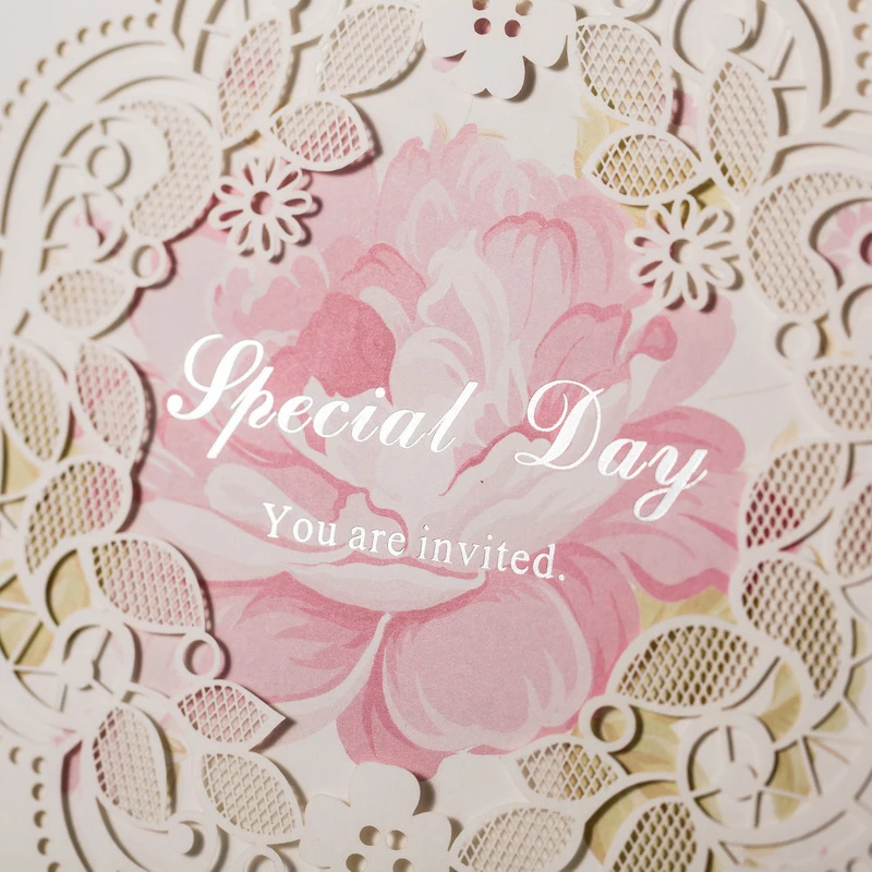  FANLUS Luxury Hollow Rose Flowers Laser Cut Wedding Invitations Card For Evening Party - 32893034260