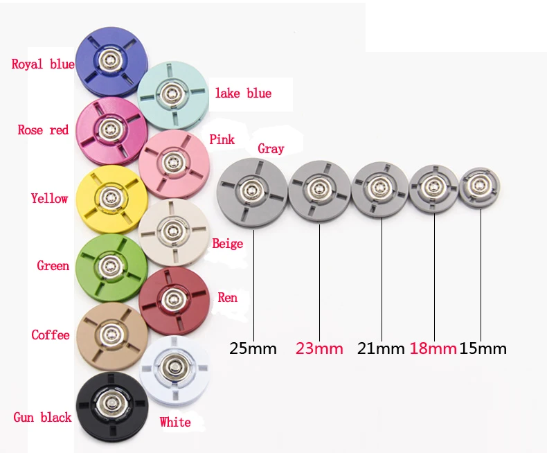 18 цветов, брендовая Высококачественная Металлическая пуговица на кнопках 10-30 мм, одежда, пуговица для пальто или свитера, пальто, сумка, аксессуары для одежды, скрапбукинг