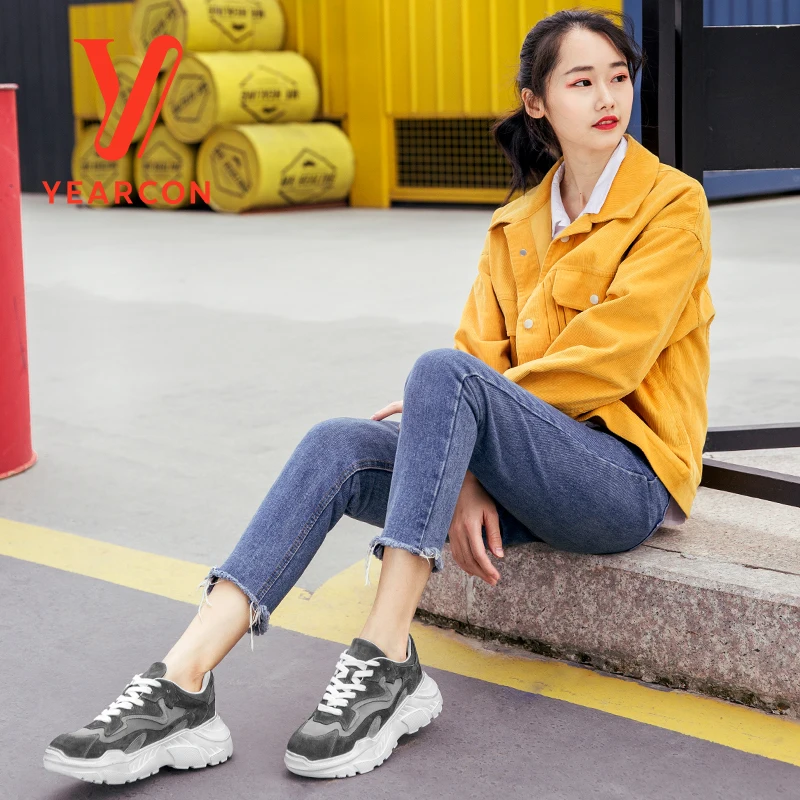 

YEARCON Women Shoes 2019 Sneakers For Women Vulcanize Shoes Casual Fashion Dad Shoes Platform Sneakers Basket Femme 9161ZD49301W