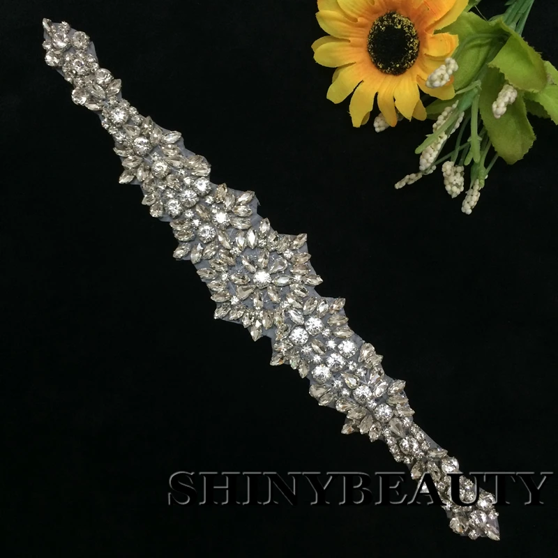 ShiDianYi серебряные стразы аппликация пояс невесты кристалл жемчуг ленты свадебная одежда подружки невесты платья 10PCS-RA207-C515