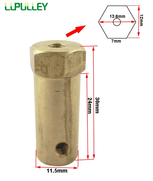 LUPULLEY 2 шт. 3/4/5/6 мм шестигранный вал двигателя Соединительная муфта с зубчатой передачей Тип колеса латунные болты с шестигранной муфтой набор ключ, дюймовый стандарт