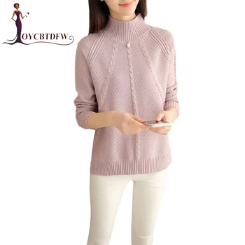 

Winter Women Sweater Fashion Solid color Large size Short section Pullover Turtleneck Long sleeve Knitting Women Sweater DD178
